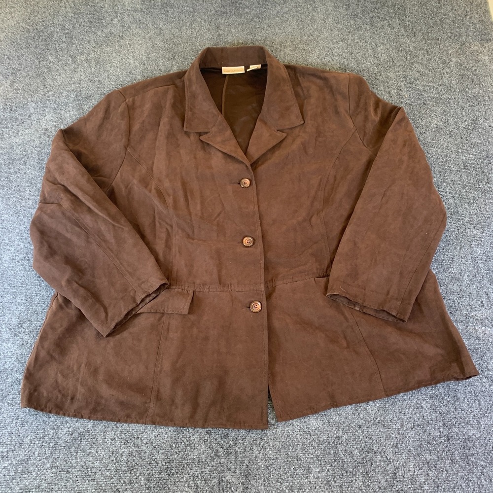 Draper's & Damon's Blazer Jacket Womens 3X Brown Single Breasted Formal Business